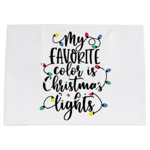 Grand Sac Cadeau Ma couleur préférée est Santa Claus les lumières d