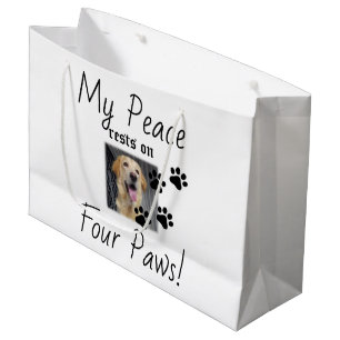 Grand Sac Cadeau Ma paix repose sur quatre pattes - Citation de l'a
