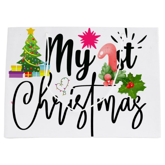 Grand Sac Cadeau ma première tenue de noël pour bébé bébé (Devant)