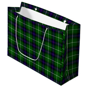 Grand Sac Cadeau MacDonald tartan bleu vert plaid