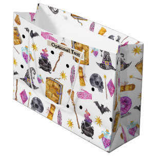 Grand Sac Cadeau Magique Chance Fantaisiste Aquarelle Halloween