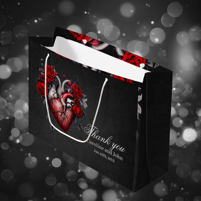 Grand Sac Cadeau Magnifique coeur victorien gothique (gothic heart)