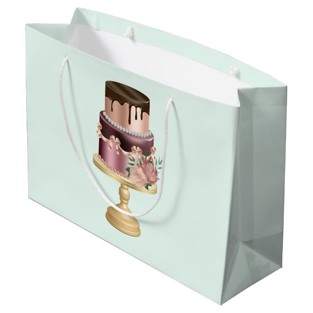 Grand Sac Cadeau Magnifique gâteau de fête brillant et glamour (Dos Angle)