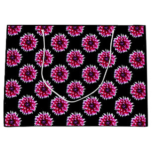 Grand Sac Cadeau Magnifique motif de fleur de dahlia rose nature