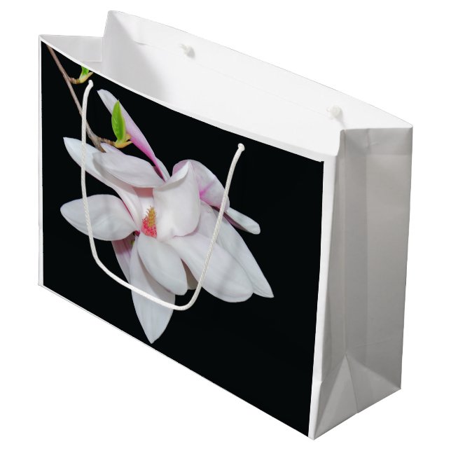 Grand Sac Cadeau Magnolia blanche (Devant Angle)