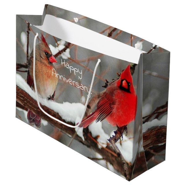 Grand Sac Cadeau male and female cardinals anniversary (Devant Angle)