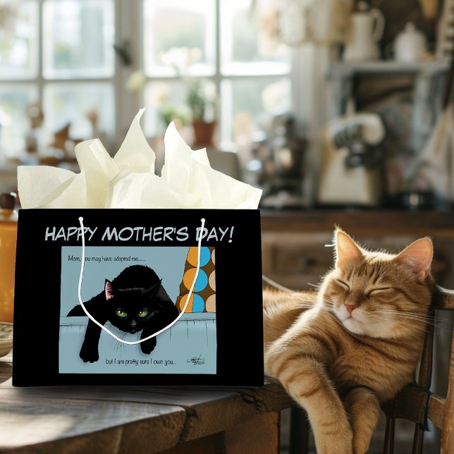 Grand Sac Cadeau Maman de chat la plus drôle, noire et mignonne pou (Créateur téléchargé)