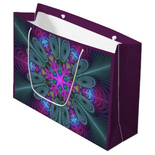 Grand Sac Cadeau Mandala coloré frappant art fractal kaléidoscope