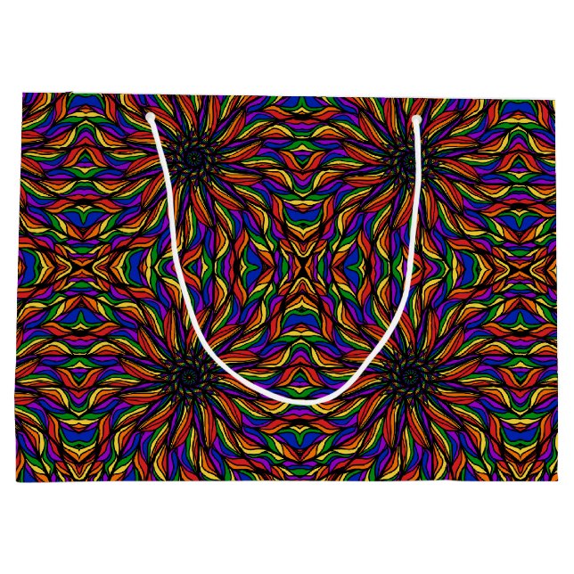 Grand Sac Cadeau Mandala Plume Arc-en-ciel (Dos)