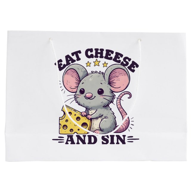 Grand Sac Cadeau Manger du fromage et pécher (Dos)