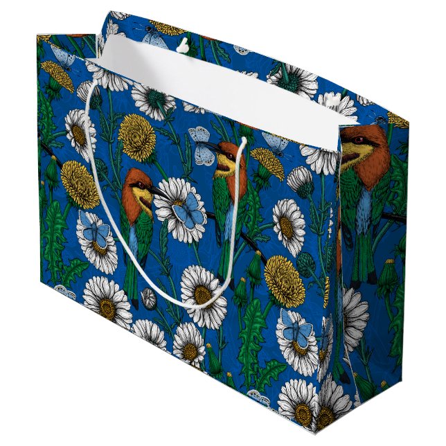 Grand Sac Cadeau Mangeurs d'abeilles sur bleu (Dos Angle)