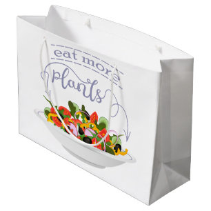 Grand Sac Cadeau Mangez plus de plantes frais motivation salade let