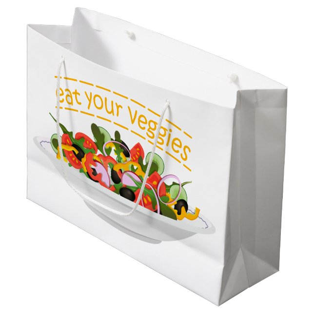 Grand Sac Cadeau Mangez vos Légumes Citer salade fraîche mélange bo (Devant Angle)