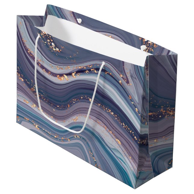 Grand Sac Cadeau Marbre liquide violet et gris (Devant Angle)