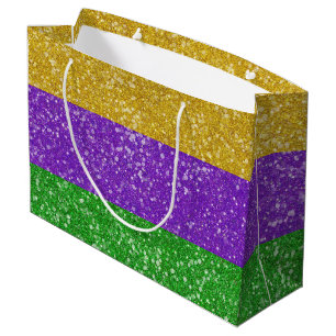 Grand Sac Cadeau Mardi Gras Couleurs Parties scintillant Bling
