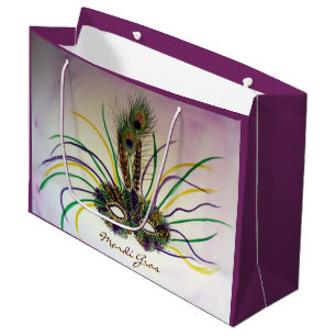 Grand Sac Cadeau Mardi Gras Feather Mask Party Favoriser les sacs-c