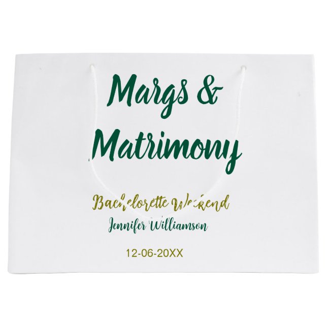 Grand Sac Cadeau Margs et mariage ajoutez nom date enterrement de v (Devant)