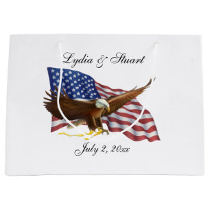 Grand Sac Cadeau Mariage américain du drapeau et de l'aigle