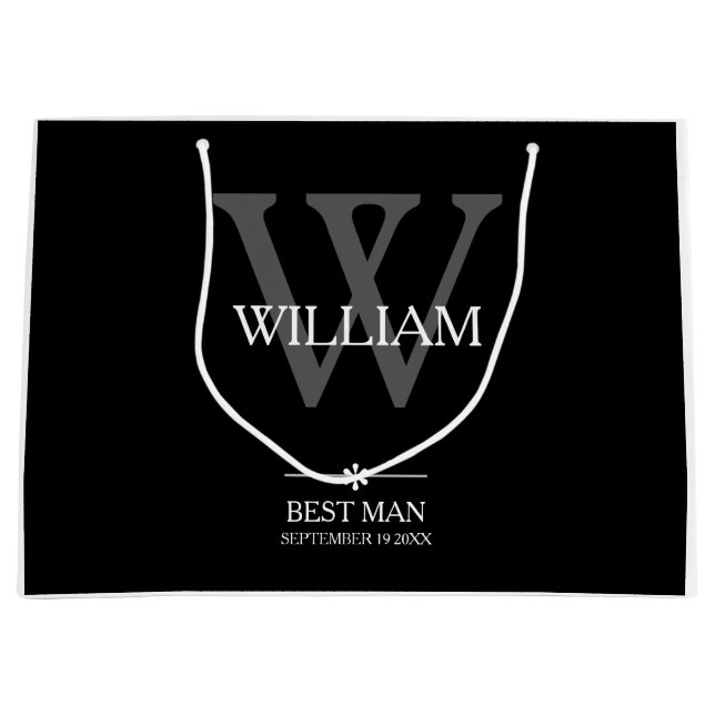 Grand Sac Cadeau Mariage Best Man Cadeau Personnalisé Chic Moderne  (Devant)