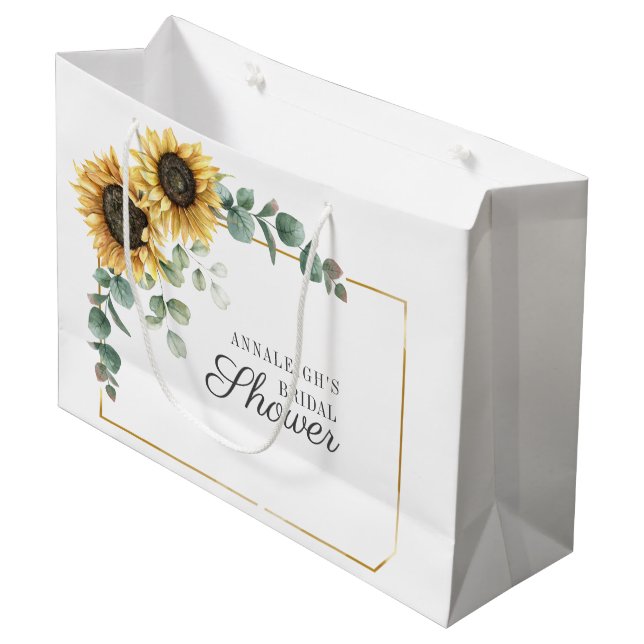 Grand Sac Cadeau Mariage civil Fleur de tournesol Eucalyptus écritu (Devant Angle)
