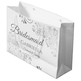 Grand Sac Cadeau Mariage de femme de chambre blanche élégante en de