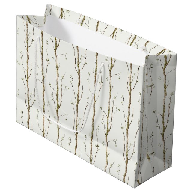 Grand Sac Cadeau Mariage de l'Arbre Brun Vert (Devant Angle)