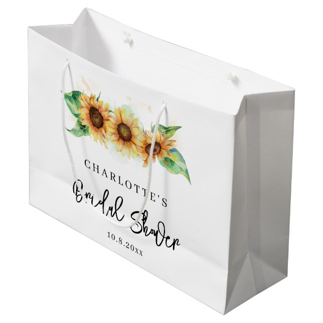 Grand Sac Cadeau Mariage de soleil floral aquarelle (Devant Angle)