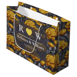 Grand Sac Cadeau Mariage d'été avec charme de œillet personnalisé m