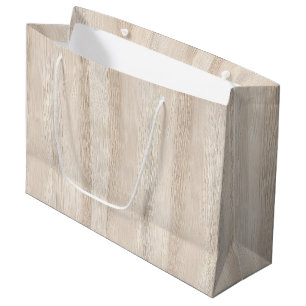 Grand Sac Cadeau Mariage en bois blanc crème faux rustique