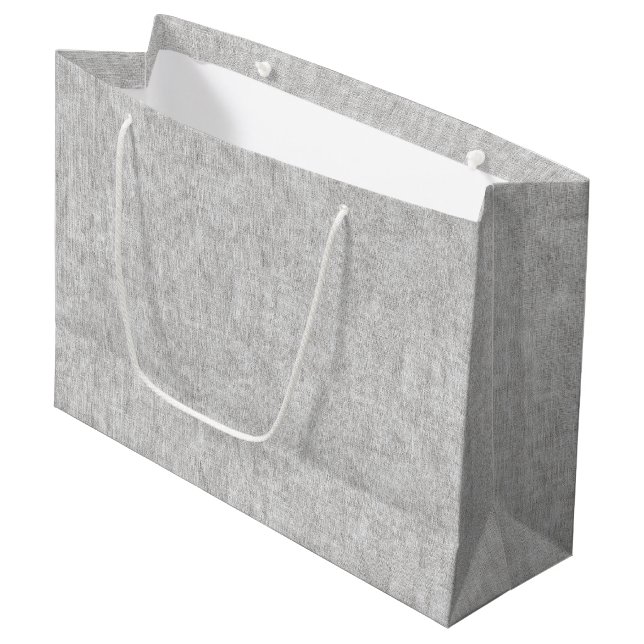 Grand Sac Cadeau Mariage en faux lin gris (Devant Angle)