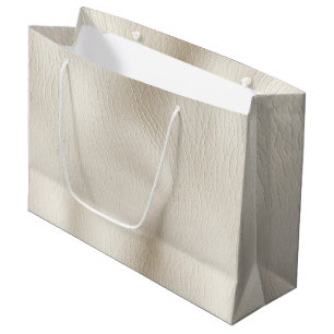 Grand Sac Cadeau Mariage en simili cuir crème blanc