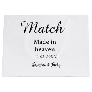 Grand Sac Cadeau Mariage fait au ciel nom date simple calligraphie