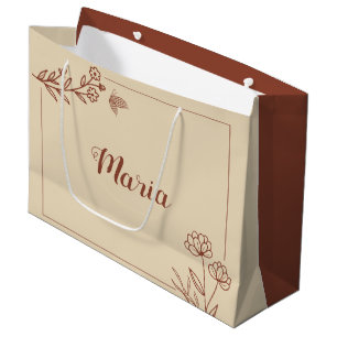 Grand Sac Cadeau Mariage floral élégant terracotta romantique