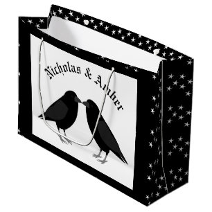 Grand Sac Cadeau Mariage gothique Baiser Ravens Personnalisé