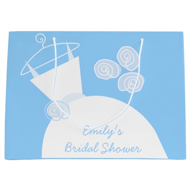 Grand Sac Cadeau Mariage Gown Blue Fête de l'mariée grande (Devant)