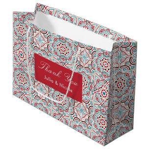 Grand Sac Cadeau Mariage Luxueux Métallisé Pailleté Géométrique