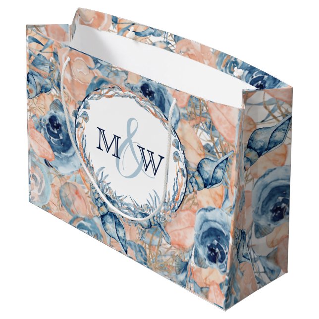 Grand Sac Cadeau Mariage nautique Roses de coquillages de plage (Dos Angle)