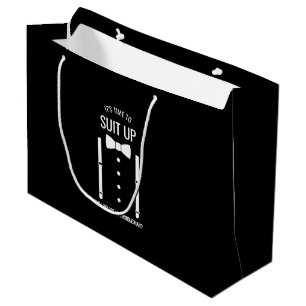 Grand Sac Cadeau Mariage noir Bow Cravate Groomsman Proposition