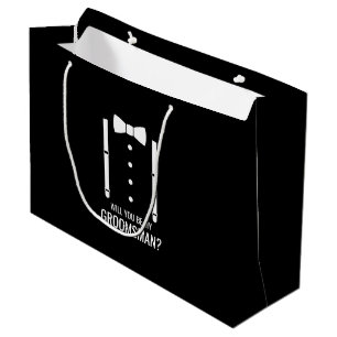 Grand Sac Cadeau Mariage noir Bow Cravate Groomsman Proposition