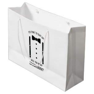 Grand Sac Cadeau Mariage noir Bow Cravate Groomsman Proposition