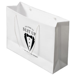 Grand Sac Cadeau Mariage noir Tuxedo Suit Groomsman Proposition