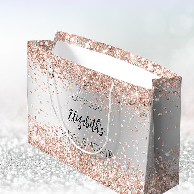 Grand Sac Cadeau Mariage rose argent or nom (Créateur téléchargé)