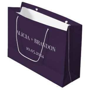 Grand Sac Cadeau Mariage Simple Élégant Moderne Violet