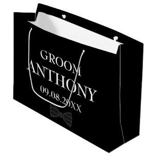 Grand Sac Cadeau Marié Élégant Moderne Cadeaux Nom Mariage