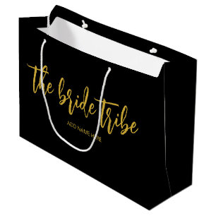 Grand Sac Cadeau Mariée Tribu Or Noir Mariage Personnalisé 