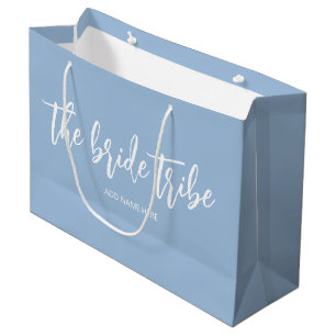 Grand Sac Cadeau Mariée Tribu personnalisée Mariage Bleu Poussiéreu