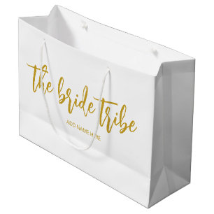 Grand Sac Cadeau Mariée Tribu Personnalisée Or Blanc Mariage