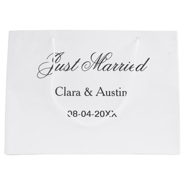 Grand Sac Cadeau Mariés add nom couple date année simulation de mar (Devant)