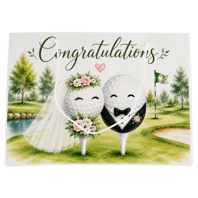 Grand Sac Cadeau Mariés de mariage de golf ball  (Devant)