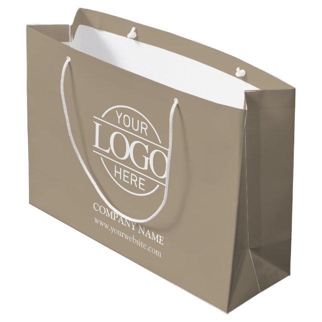 Grand Sac Cadeau Marque Taupe Beige Business Logo promotionnel (Dos Angle)